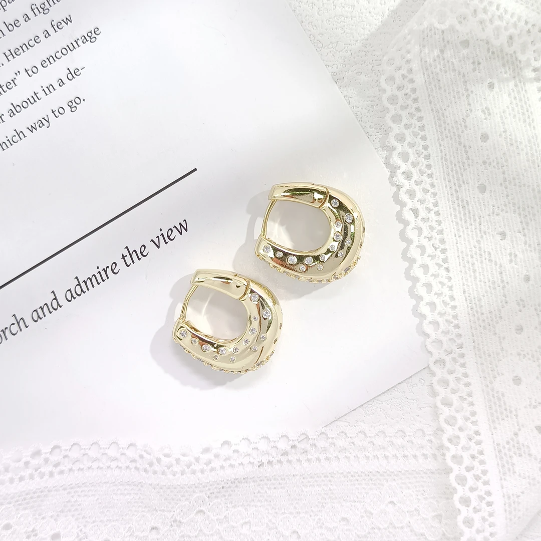 铜合金合成锆石耳饰 WFXLM-000075 【幻彩】 耳环气质时尚欧美