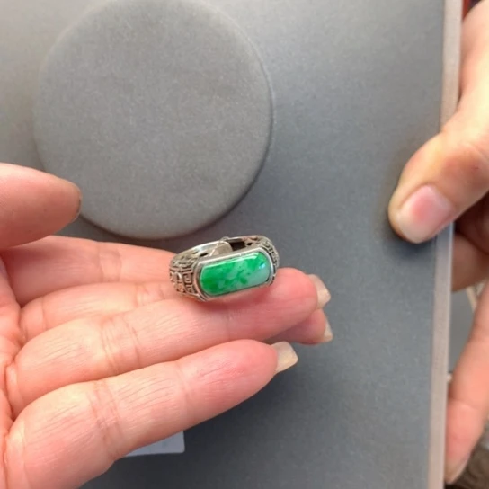 翡翠戒指银S925镶嵌@****