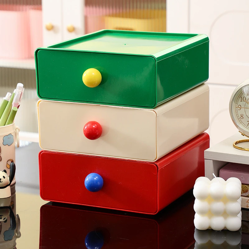 多巴胺桌面收纳盒抽屉式办公室桌面杂物整理盒子学生宿舍小置物架