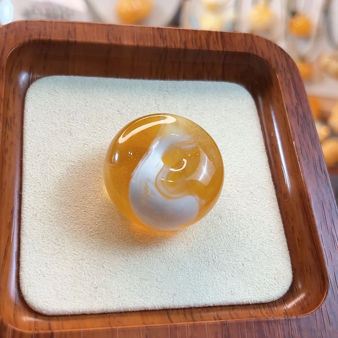 未镶嵌颈饰蜜蜡金漆白荧光拉丝满天星溶洞意境蜜蜡平安扣吊坠