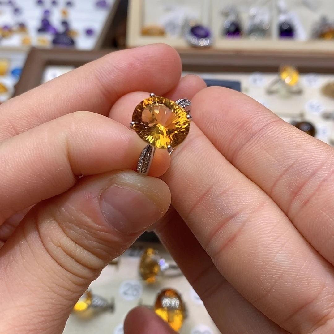 银S925镶嵌戒指水晶