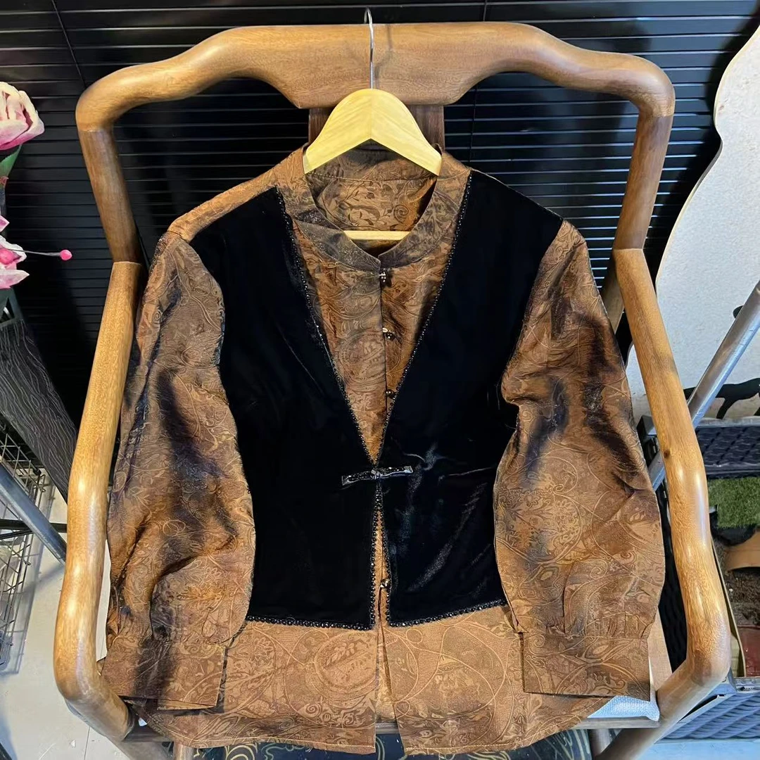 猫家YZM新中式国风早秋爆款拼接休闲长袖百搭外套