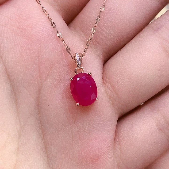 红宝石银S925镶嵌颈饰