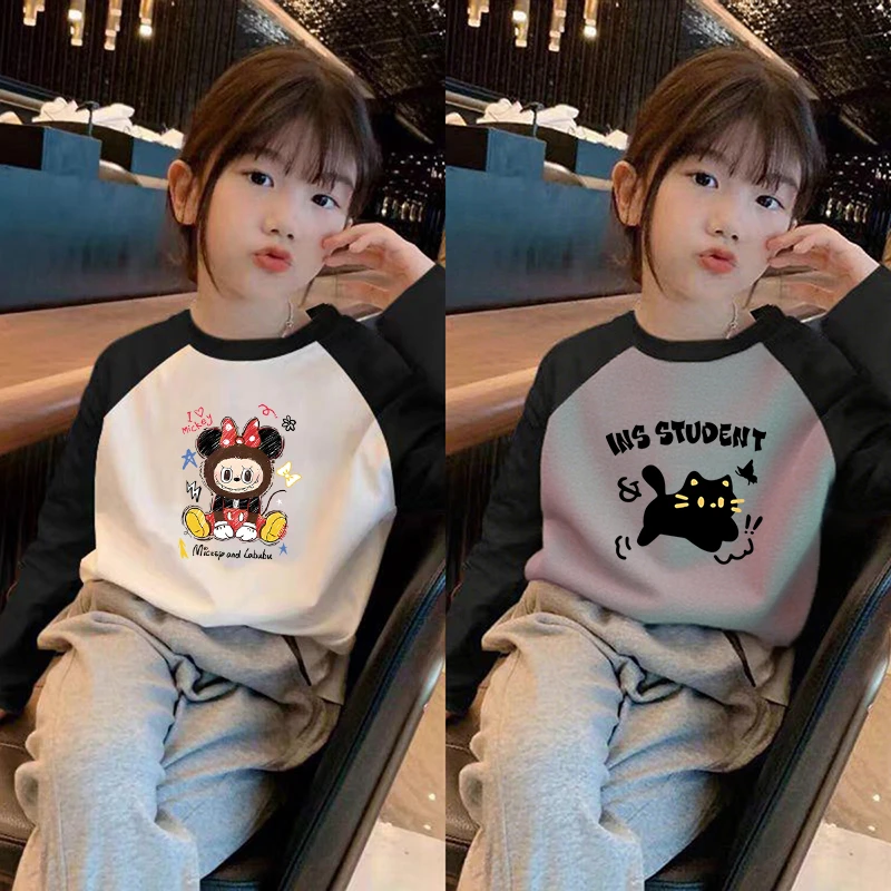 女童拉布布纯棉长袖T恤儿童春秋2025新款洋气上衣女孩秋装打底衫