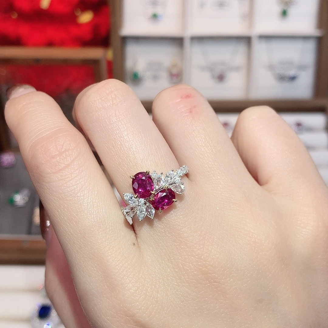 18K金镶嵌红宝石戒指1.4ct/天然宝石/七天无理由