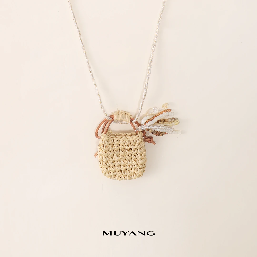 muyang/慕阳 非金属棉绳项链 轻奢时尚百搭小众草编包项链
