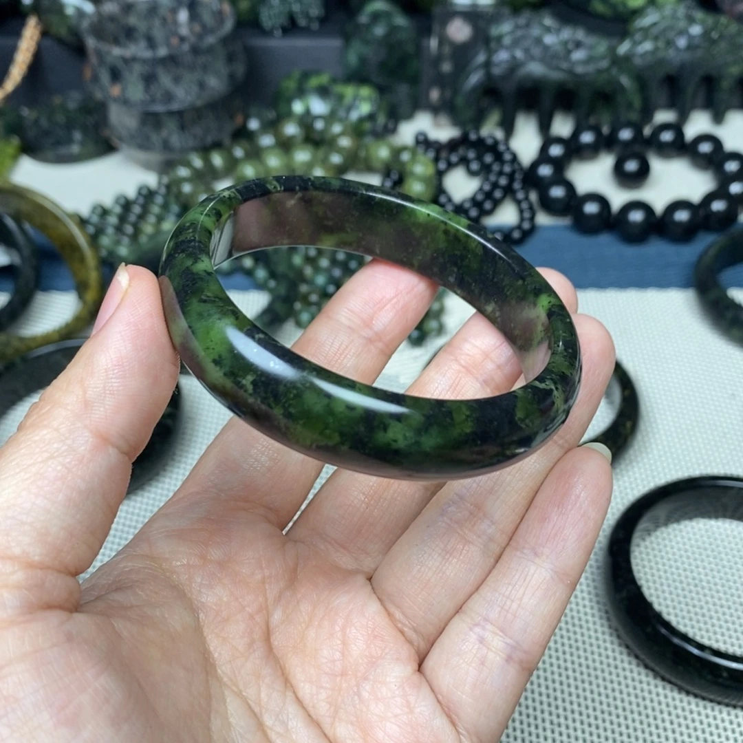 糖***果蛇纹石玉未镶嵌手镯58.2mm