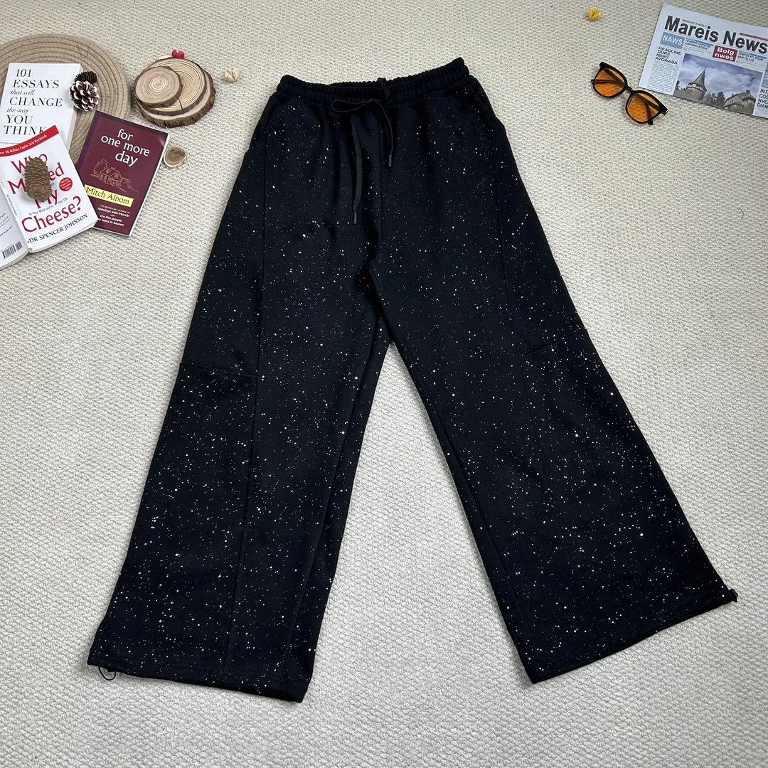 2025早春新款百搭满天星休闲裤加绒加厚8751