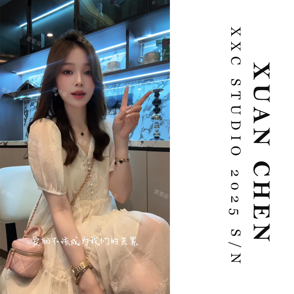 【凉亭夜雪】夏季宽松薄款连衣裙纯欲慵懒风女装设计感气质裙子8567