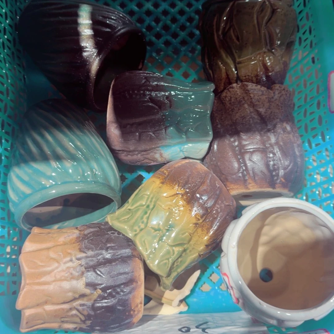 紫砂花盆粗陶精雕