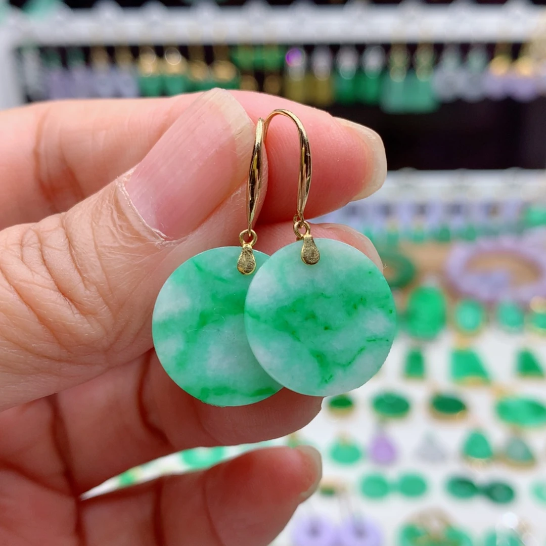 翡翠18K金镶嵌耳饰