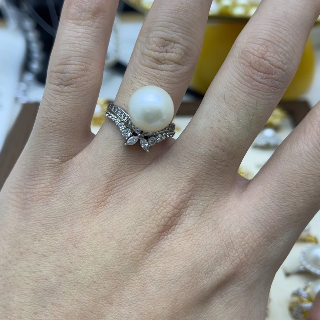 银S925镶嵌淡水珍珠戒指