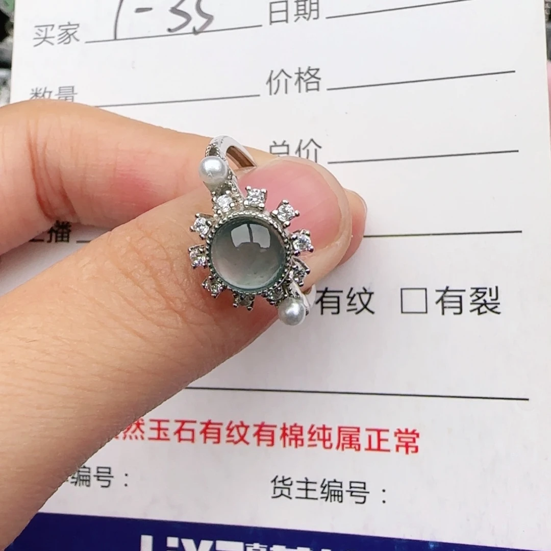 翡翠戒指银S925镶嵌戒指