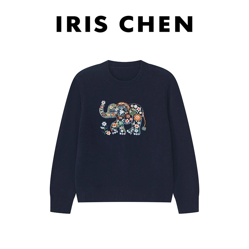【现货】IRIS CHEN 吉象 2025秋冬“100绵羊毛320g”趣味印花针织衫