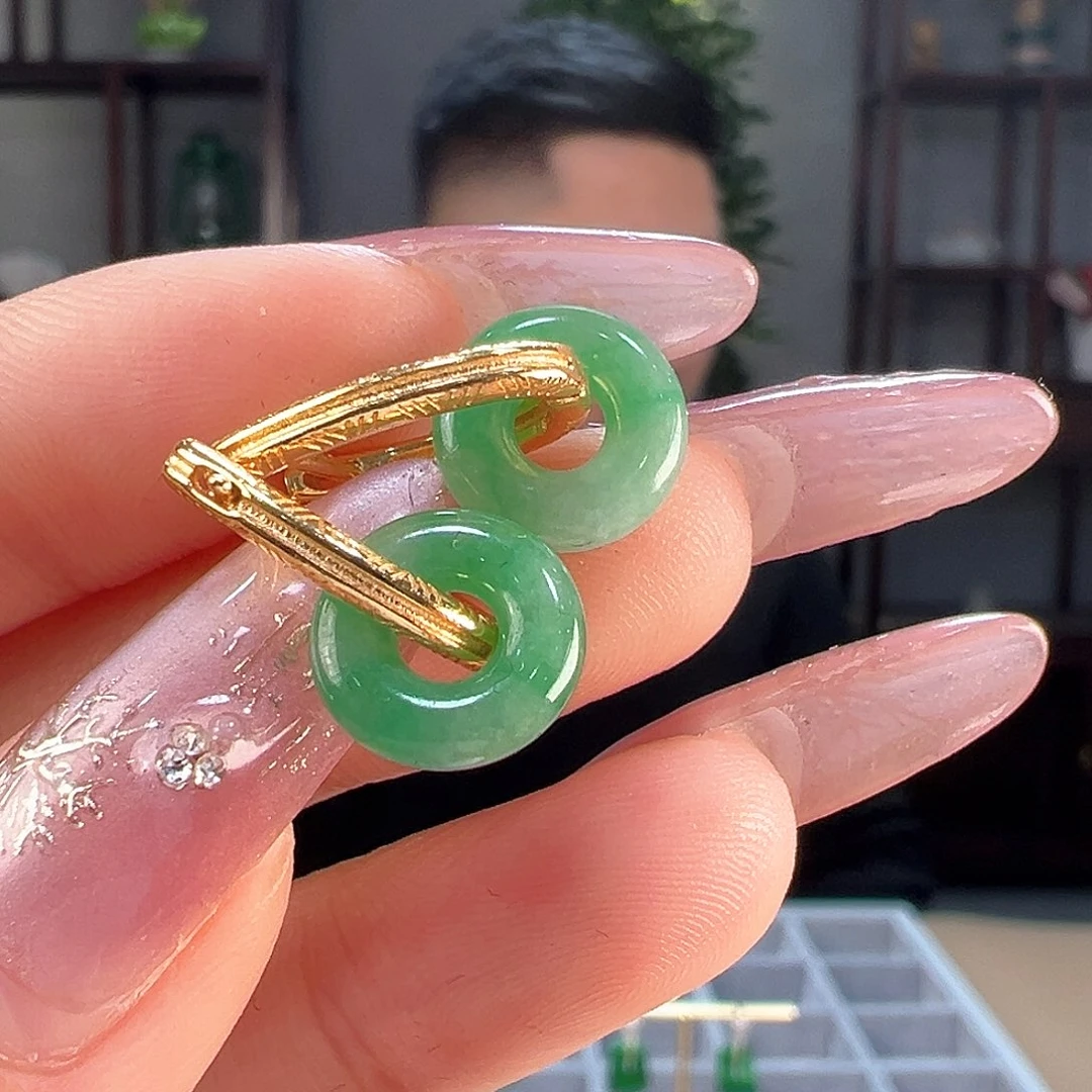 翡翠耳饰银S925镶嵌耳环6