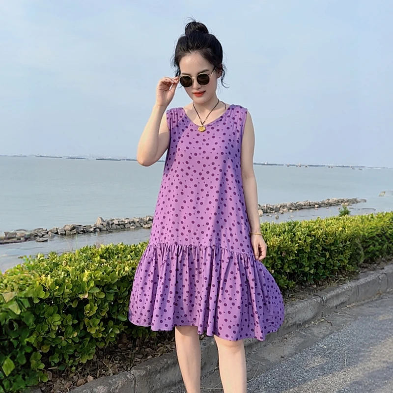 2025夏季新款棉绸连衣裙女人造棉时尚宽松大码旅游外穿裙子双口袋