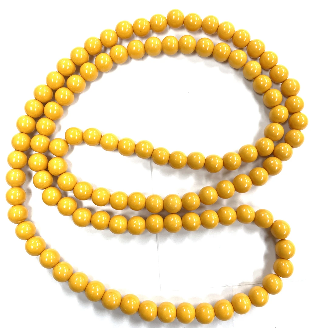 648号8mm黄色圆珠项链
