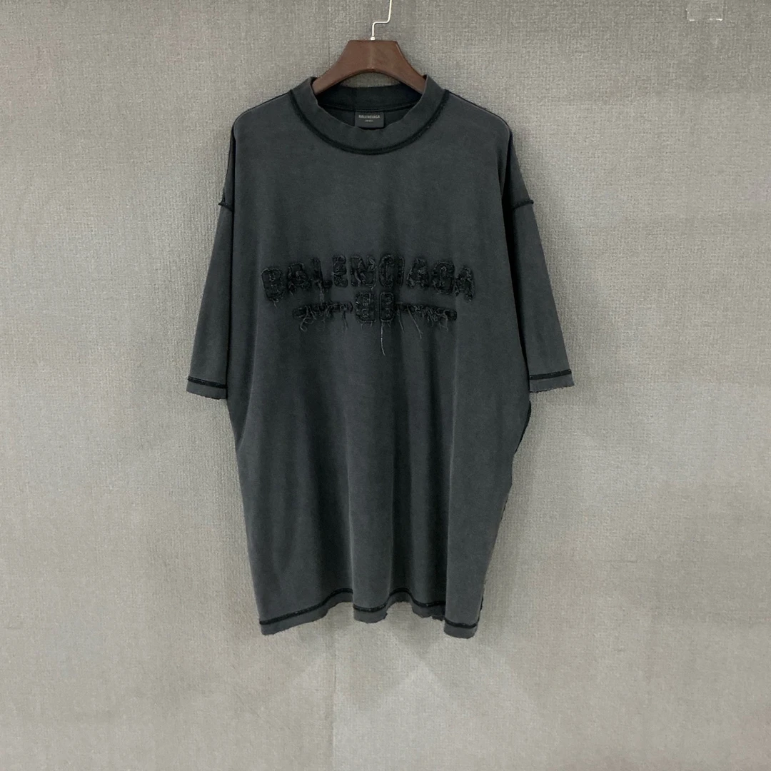 未使用 Balenciaga/巴黎世家 贴布字母做旧短袖T恤全新S码/6368