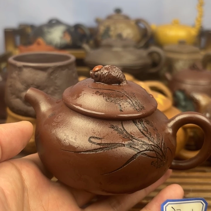 茶壶紫砂鸿运当头原矿老紫泥170c