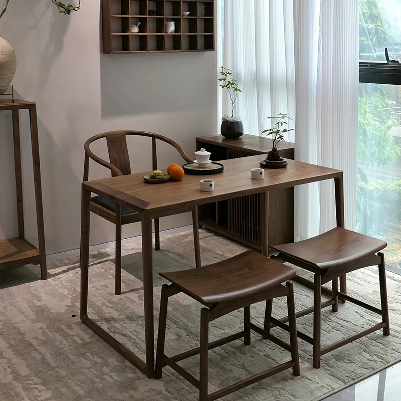 新中式胡桃木实木茶桌阳台茶桌小型家用泡茶桌禅意茶台茶室小茶桌
