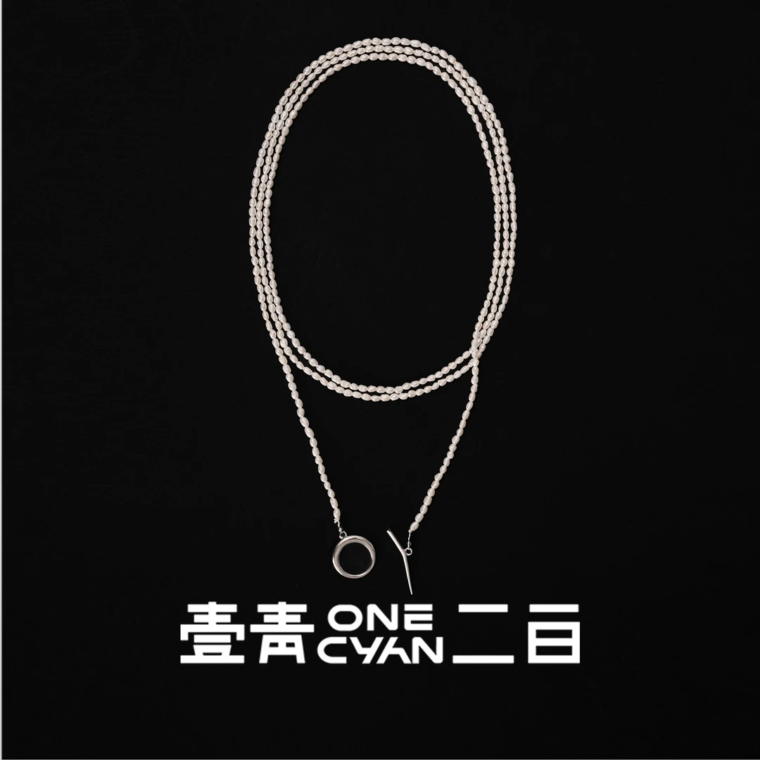 ONECYAN 吊坠925银 《珂光》纯银OT扣长链百搭手工叠戴项链115cm