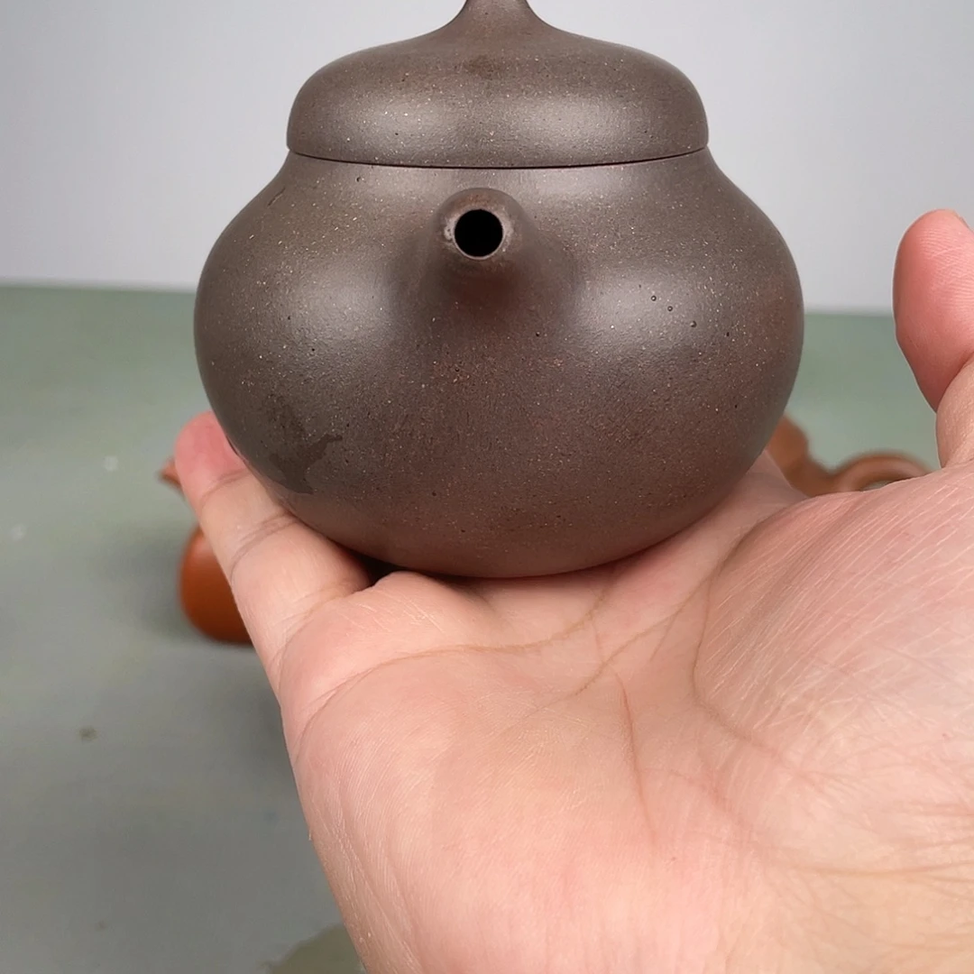 紫泥茶壶高温明紫柿圆