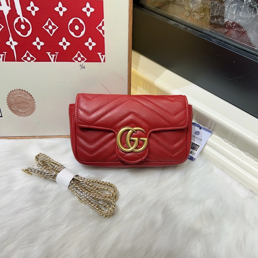 95新 GUCCI/古驰 gucci古驰红金马蒙mini单肩包a6442