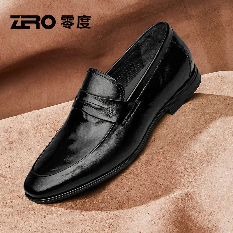 ZRO零度男士正装皮鞋2025春季新款手抓纹真皮高端套脚商务休闲鞋