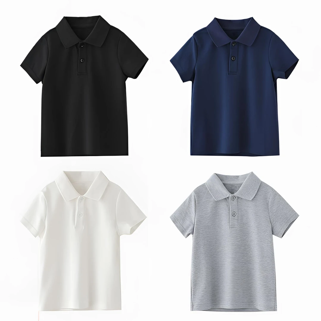 纯棉儿童衣服装女童短袖T恤男童polo衫校服夏季翻领宽松潮牌童装