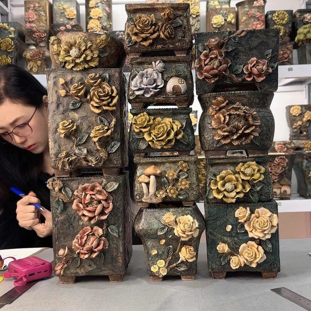 红陶S***n青默花器花盆