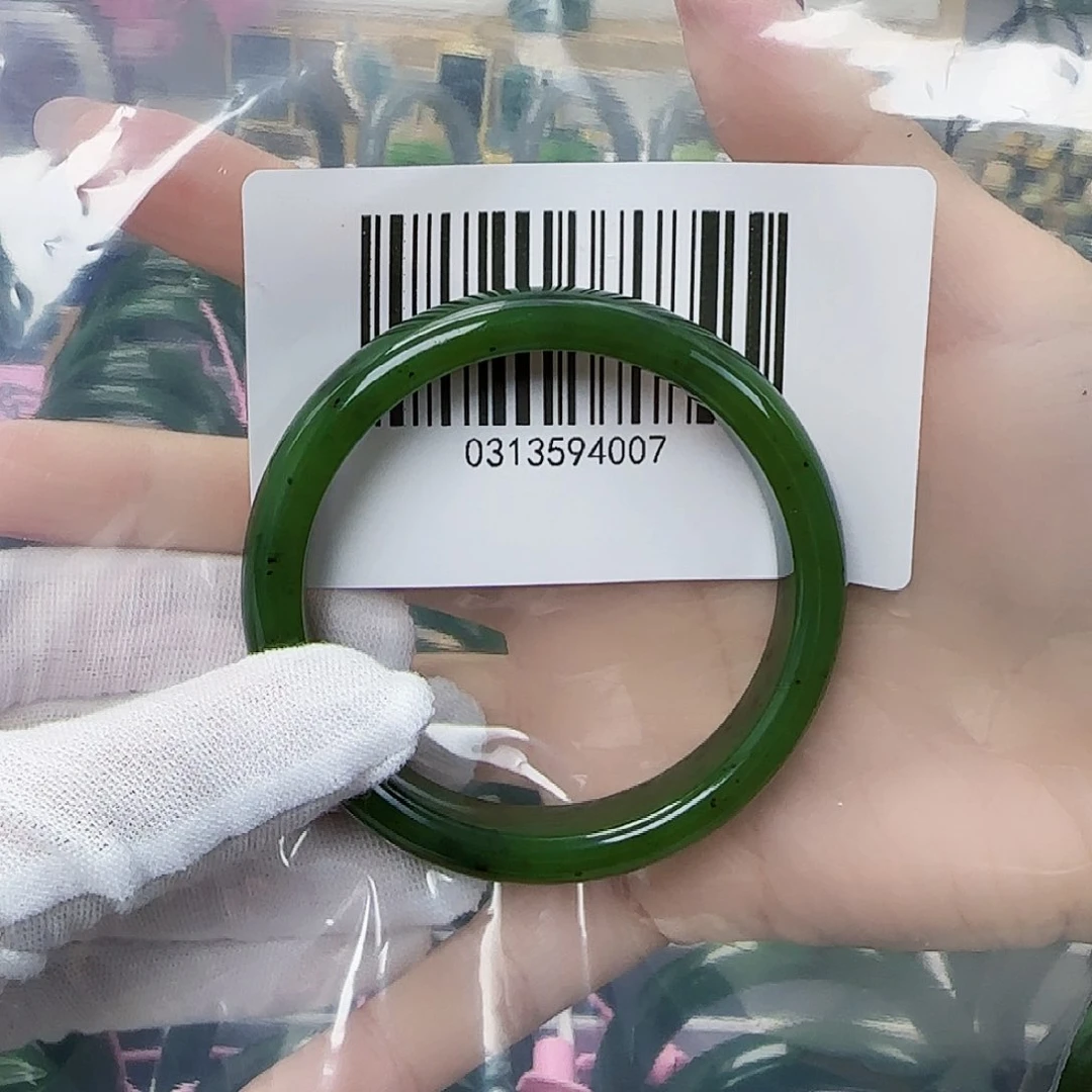 和田玉（碧玉）手镯未镶嵌5455微瑕