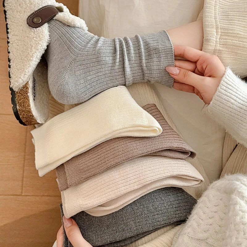 粘胶日系简约保暖中筒女袜韩国ins风堆堆防臭男袜10双