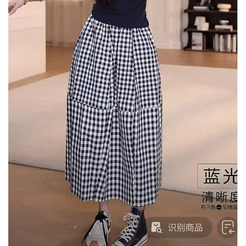 【丢丢专属】显瘦气质松紧腰格子半身裙YY-4247