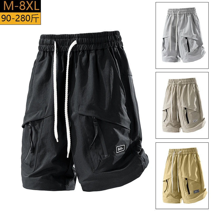 夏季大码纯棉美式短裤男士宽松休闲薄款工装五分裤胖子加肥加大潮