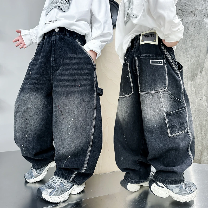 童装男童秋装裤子2025中大童潮酷痞帅休闲裤男孩青少年牛仔裤春秋