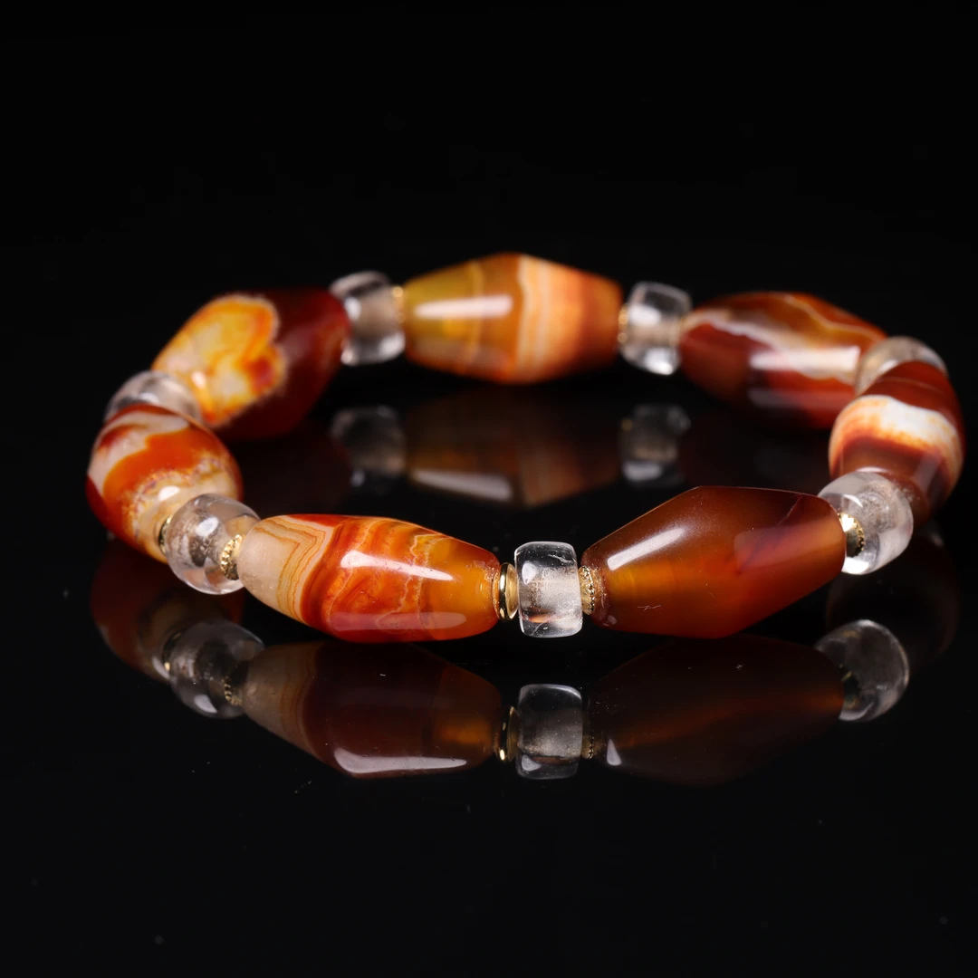 明代天然缠丝玛瑙手串-CS