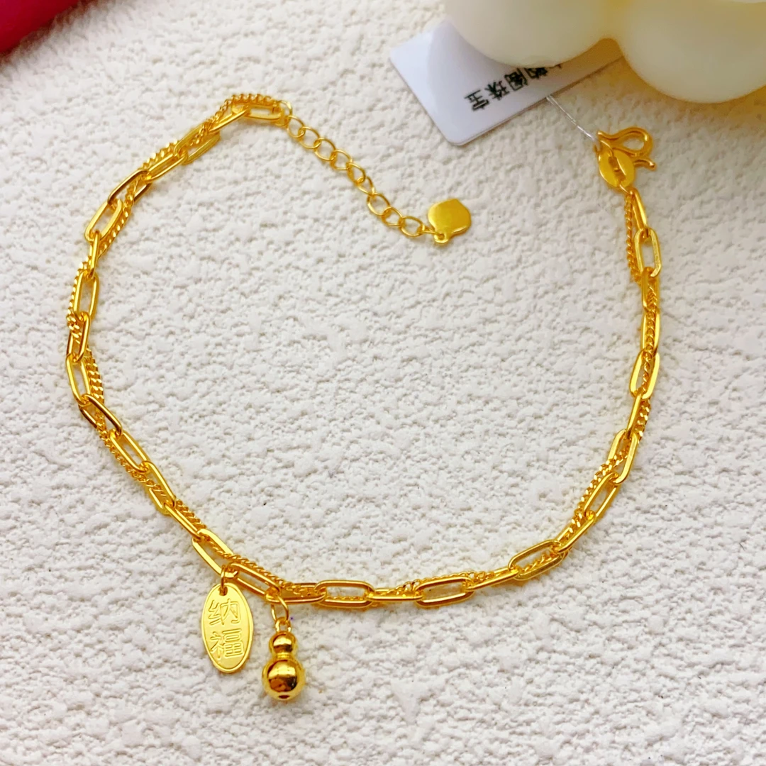 【木韵阁】足金999 5G黄金招财纳福卡扣手链时尚百搭精致 5.73