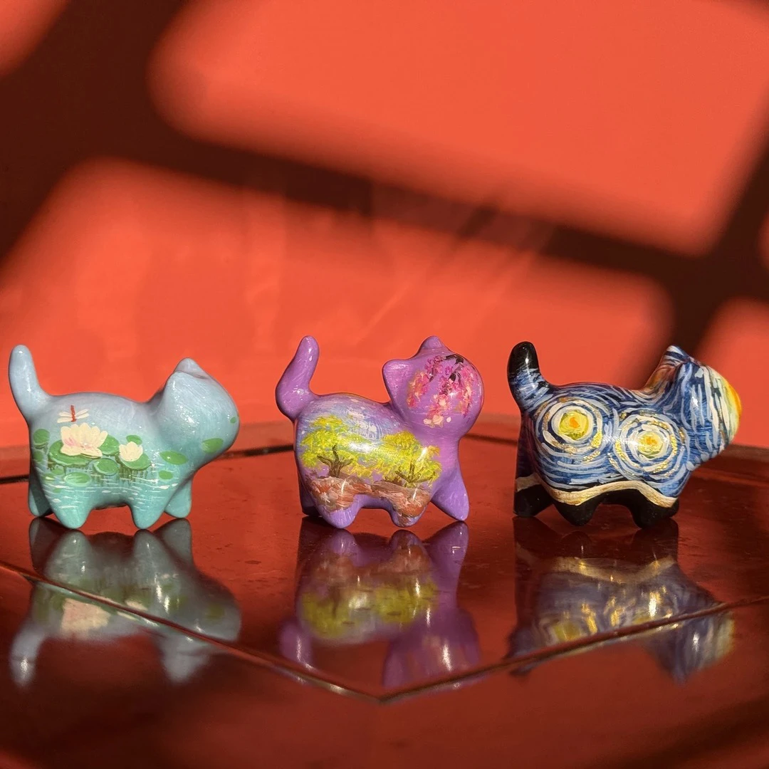 巧木木｜5公分手绘猫咪|匠心工艺