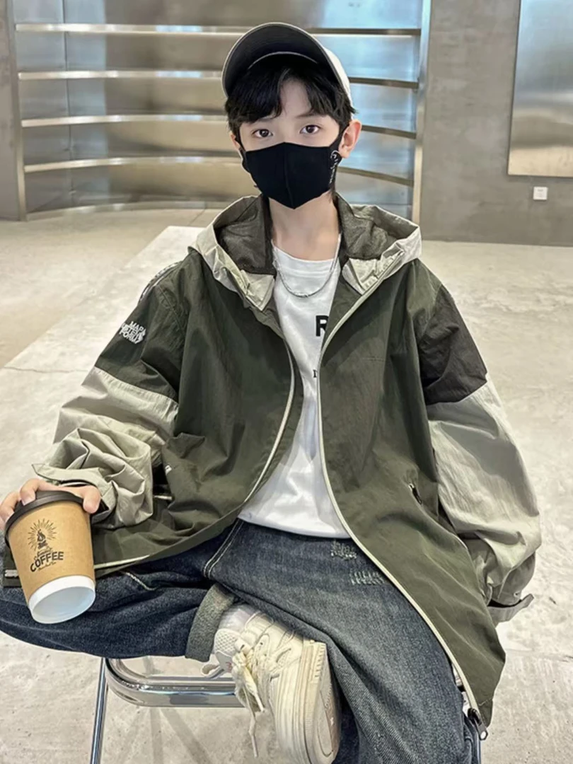 【现货】WT-2231春秋中性休闲宽松潮版风衣外套 新款中童外套