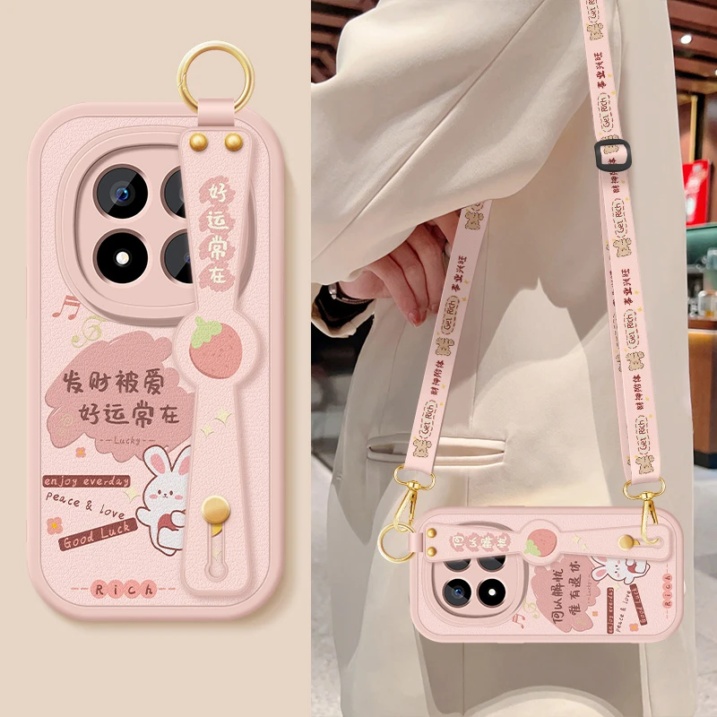 适用小米红米note15pro+手机壳新款女note15好运常在全包斜挎挂绳