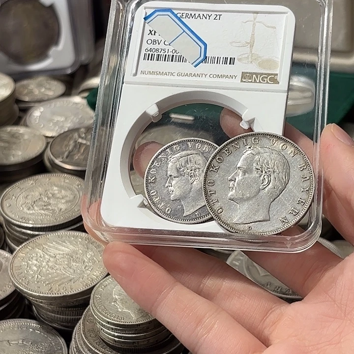 嘉***德银Ag900德国巴伐利亚银币一对