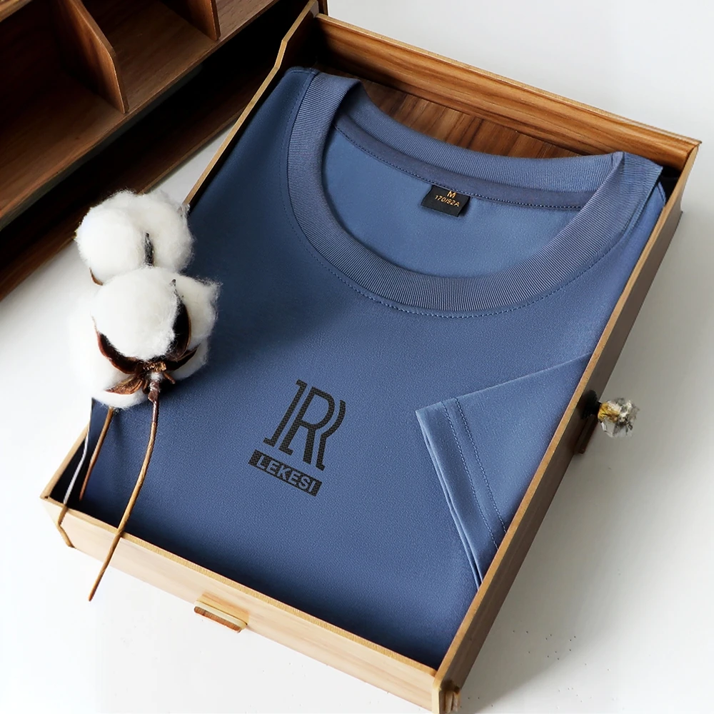 温纽旺夏季时尚百搭丝光棉男士短袖t恤男装冰丝上衣长袖宽松休闲