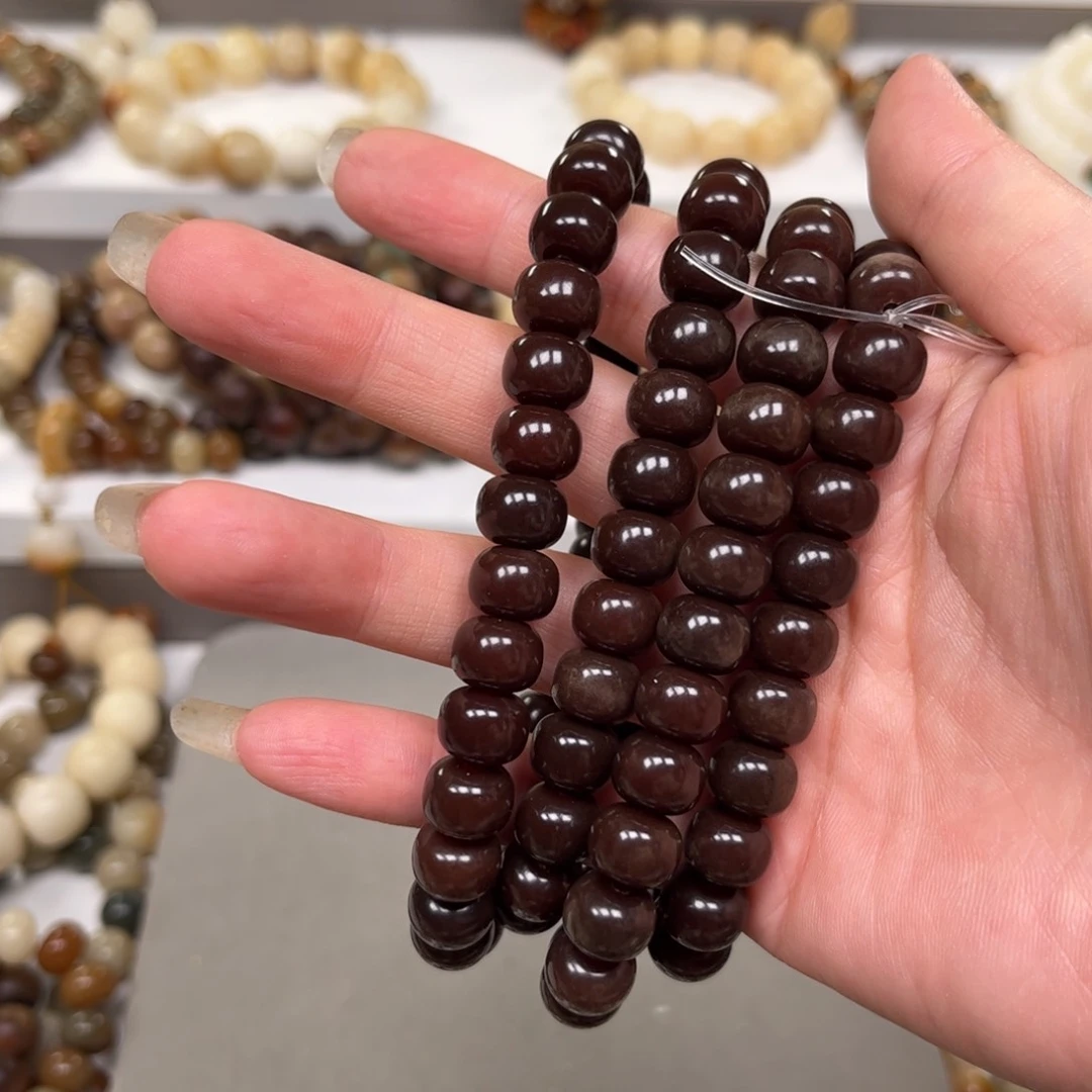 白玉菩提吊坠棕红色108一条
