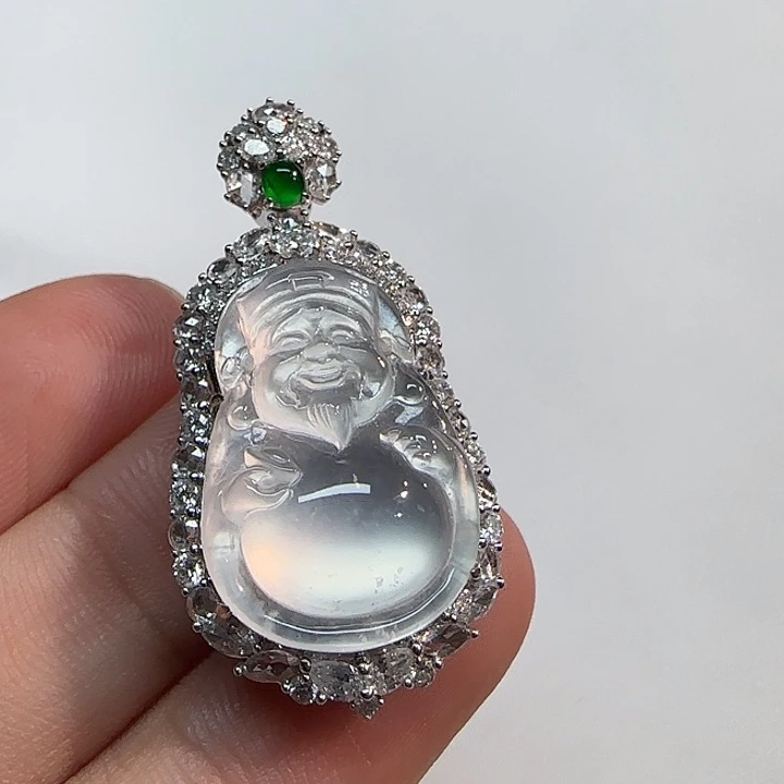 翡翠18K金镶嵌吊坠(不含链)米爷爷