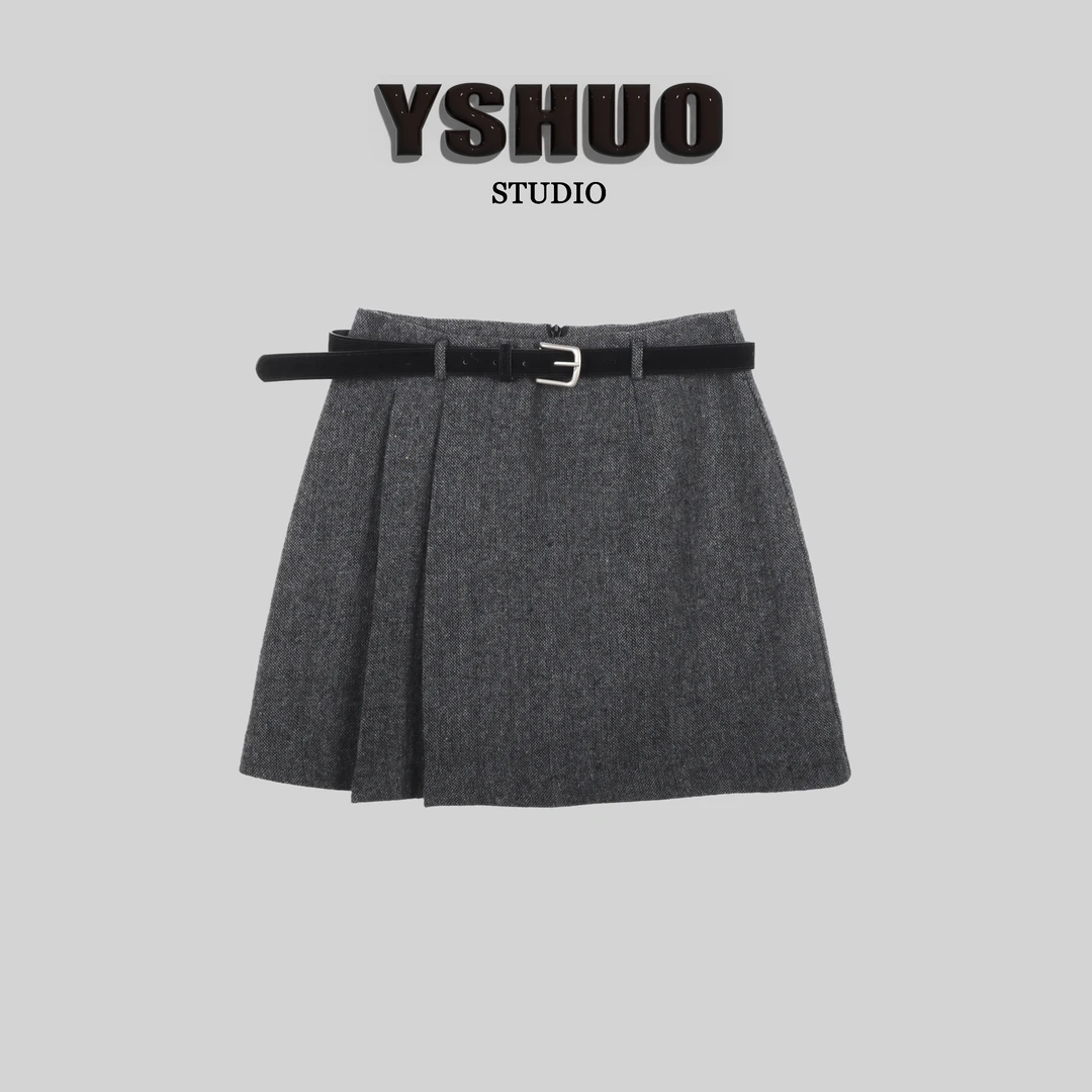 YSHUO【故梦首尔】日常通勤加厚西装A字高级半身裙 80036