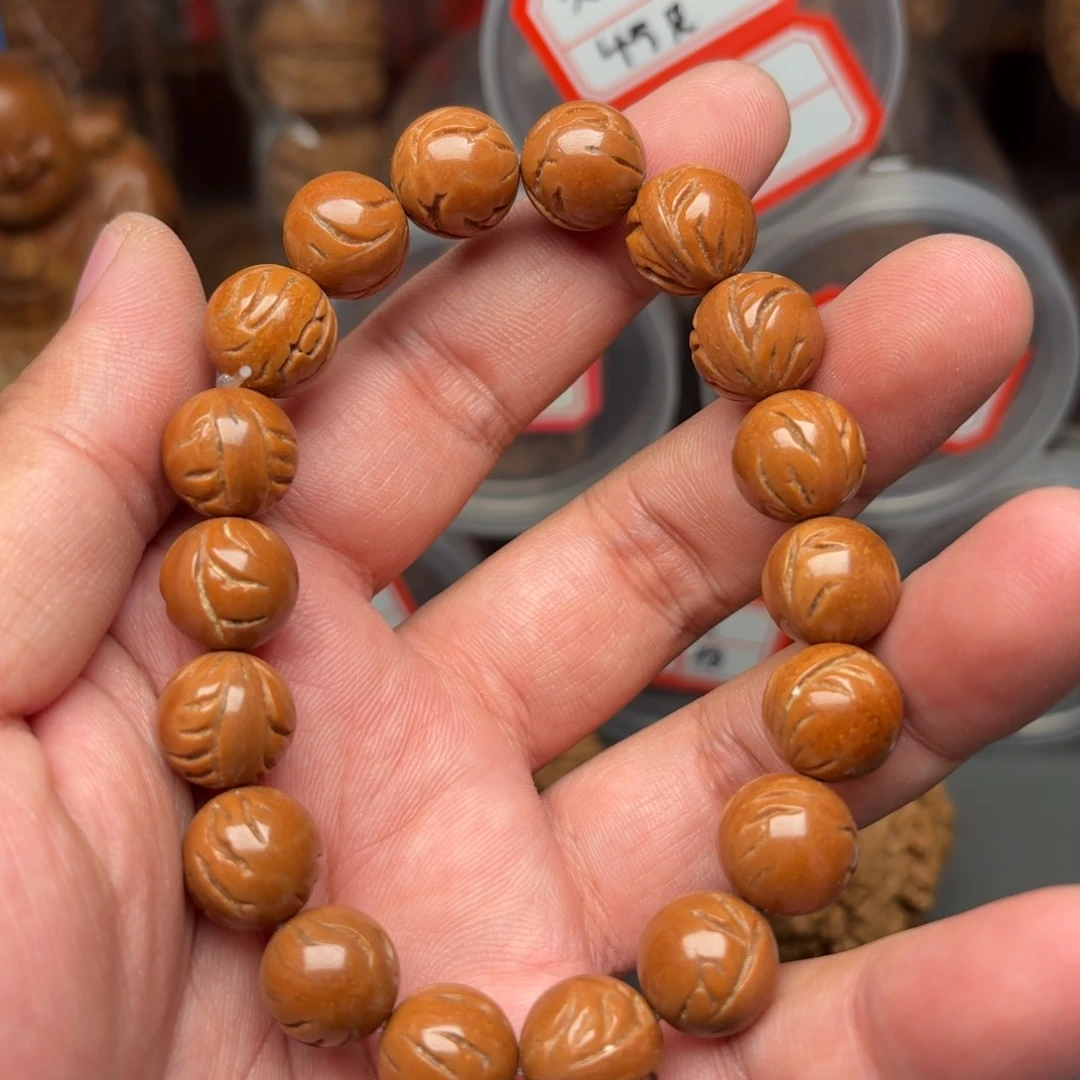 桃核把件桃核光珠手串