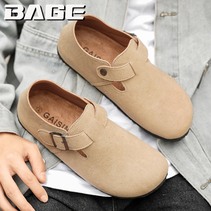 八哥勃肯鞋男士春季懒人一脚蹬办公室男士包头拖鞋运动休闲全包跟