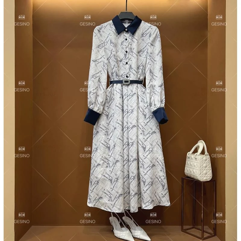 【露】春秋|设计师轻奢法式气质印花女装连衣裙QD-2024672