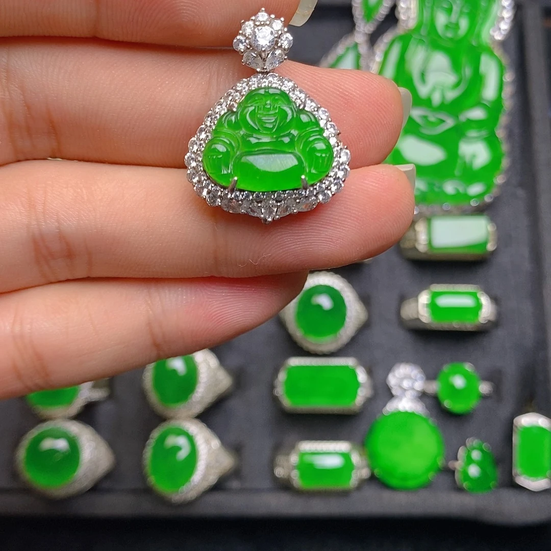 翡翠银S925镶嵌吊坠(赠链)吊坠