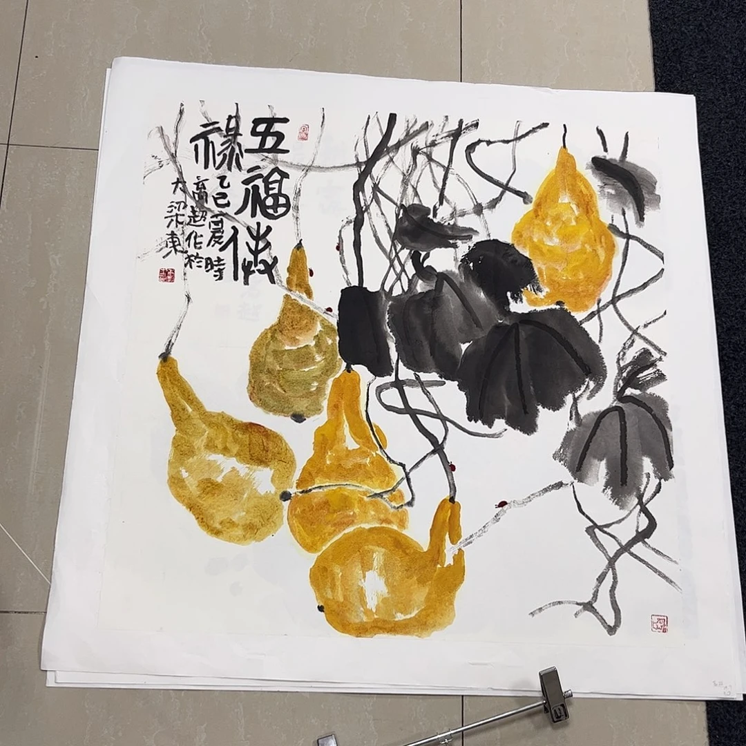 西***板国画高超老师四尺斗方花鸟作品旭